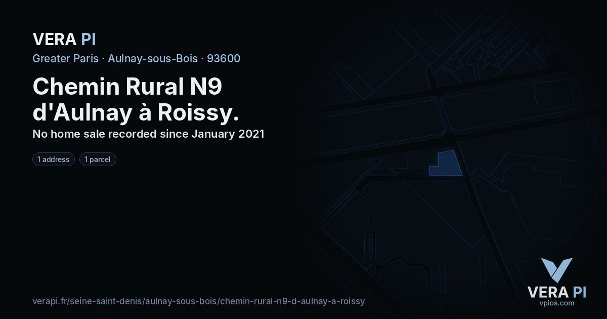 Chemin Rural N9 d'Aulnay à Roissy, Aulnay-sous-Bois at night – every parcel coloured by the prices around it, the street's own parcels lit