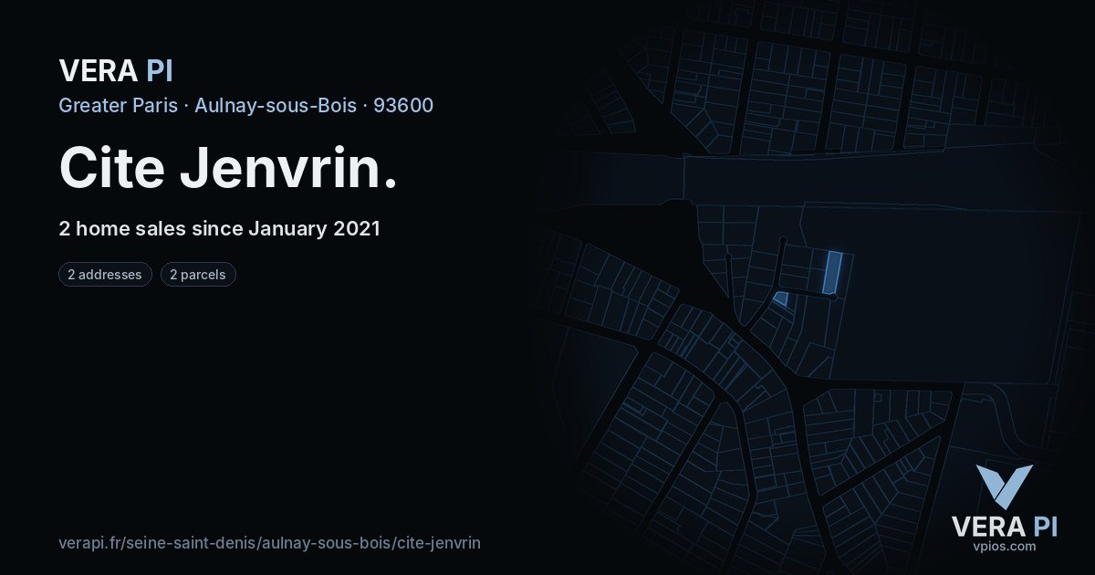 Cite Jenvrin, Aulnay-sous-Bois at night – every parcel coloured by the prices around it, the street's own parcels lit