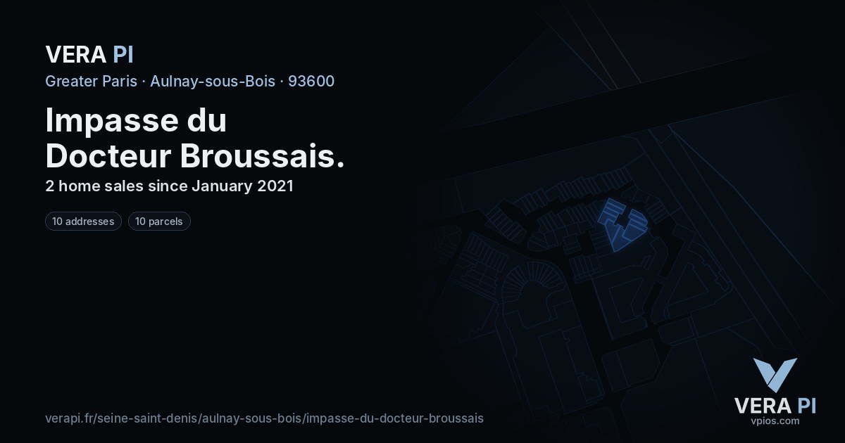 Impasse du Docteur Broussais, Aulnay-sous-Bois at night – every parcel coloured by the prices around it, the street's own parcels lit