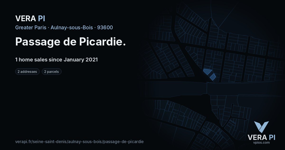 Passage de Picardie, Aulnay-sous-Bois at night – every parcel coloured by the prices around it, the street's own parcels lit