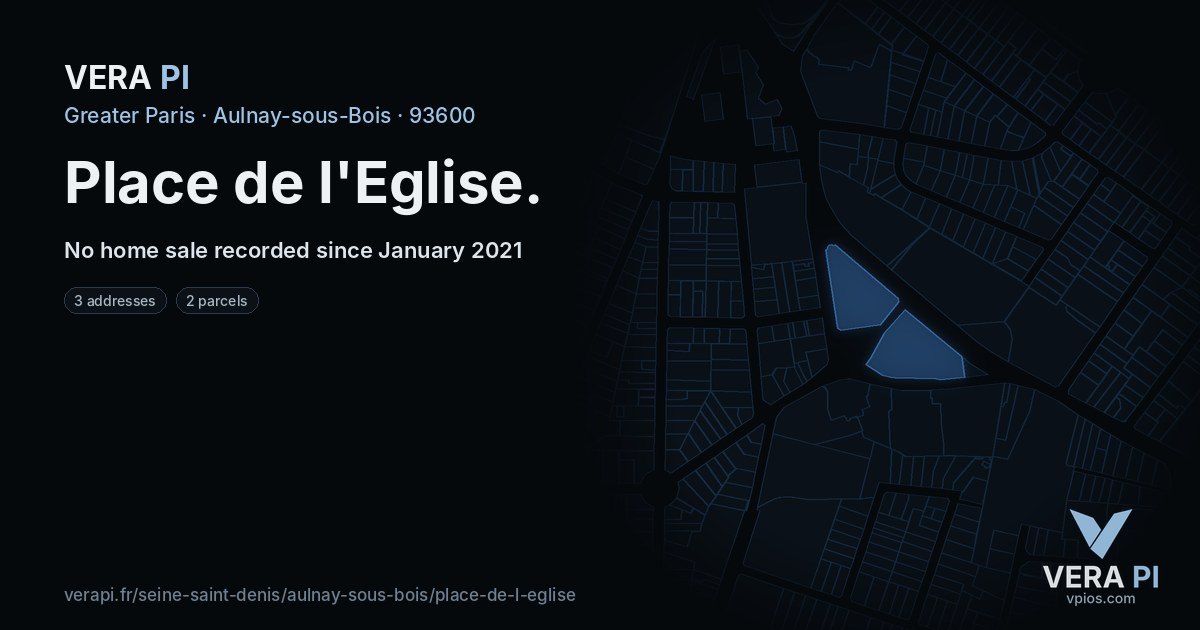 Place de l'Eglise, Aulnay-sous-Bois at night – every parcel coloured by the prices around it, the street's own parcels lit