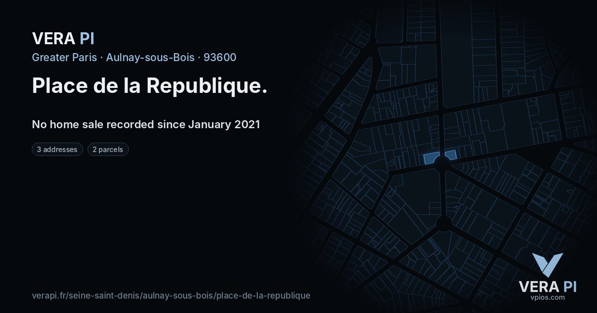 Place de la Republique, Aulnay-sous-Bois at night – every parcel coloured by the prices around it, the street's own parcels lit