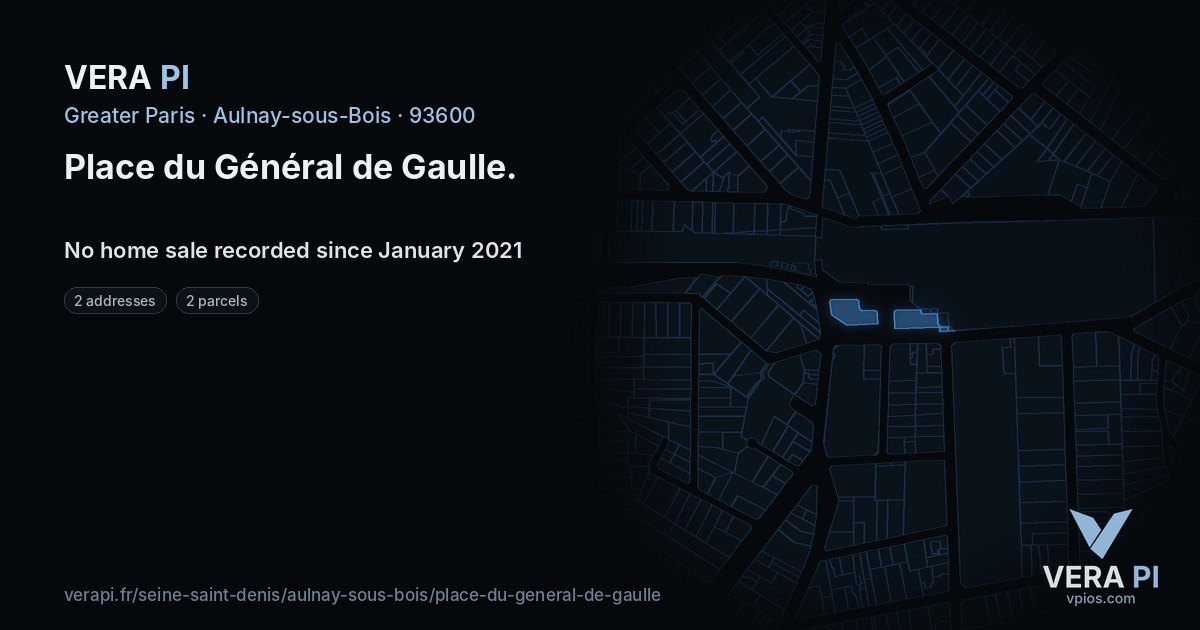 Place du Général de Gaulle, Aulnay-sous-Bois at night – every parcel coloured by the prices around it, the street's own parcels lit