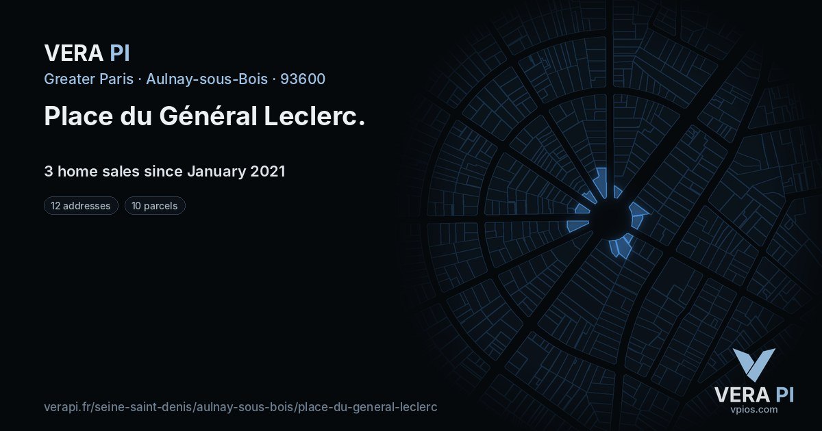 Place du Général Leclerc, Aulnay-sous-Bois at night – every parcel coloured by the prices around it, the street's own parcels lit