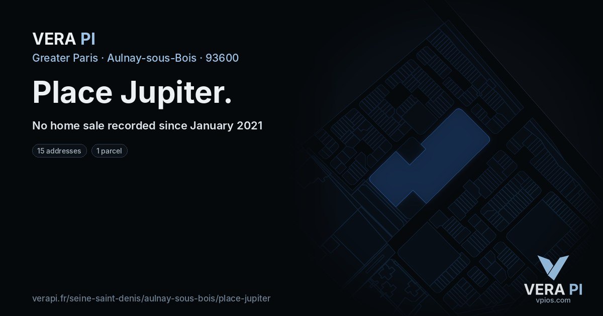 Place Jupiter, Aulnay-sous-Bois at night – every parcel coloured by the prices around it, the street's own parcels lit
