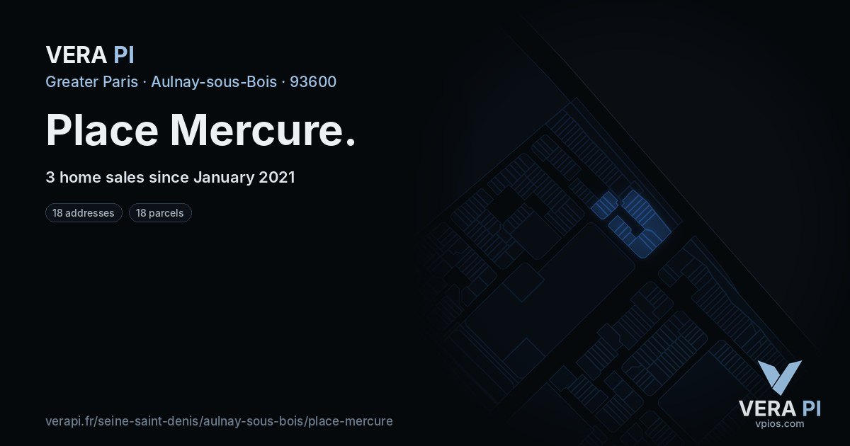 Place Mercure, Aulnay-sous-Bois at night – every parcel coloured by the prices around it, the street's own parcels lit