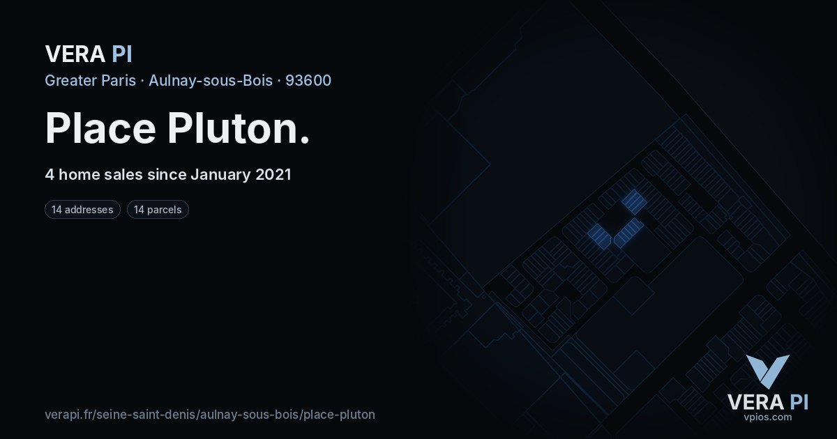 Place Pluton, Aulnay-sous-Bois at night – every parcel coloured by the prices around it, the street's own parcels lit