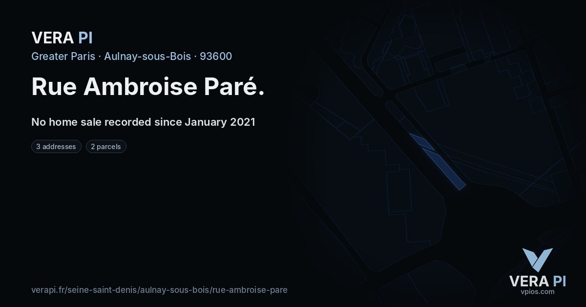 Rue Ambroise Paré, Aulnay-sous-Bois at night – every parcel coloured by the prices around it, the street's own parcels lit