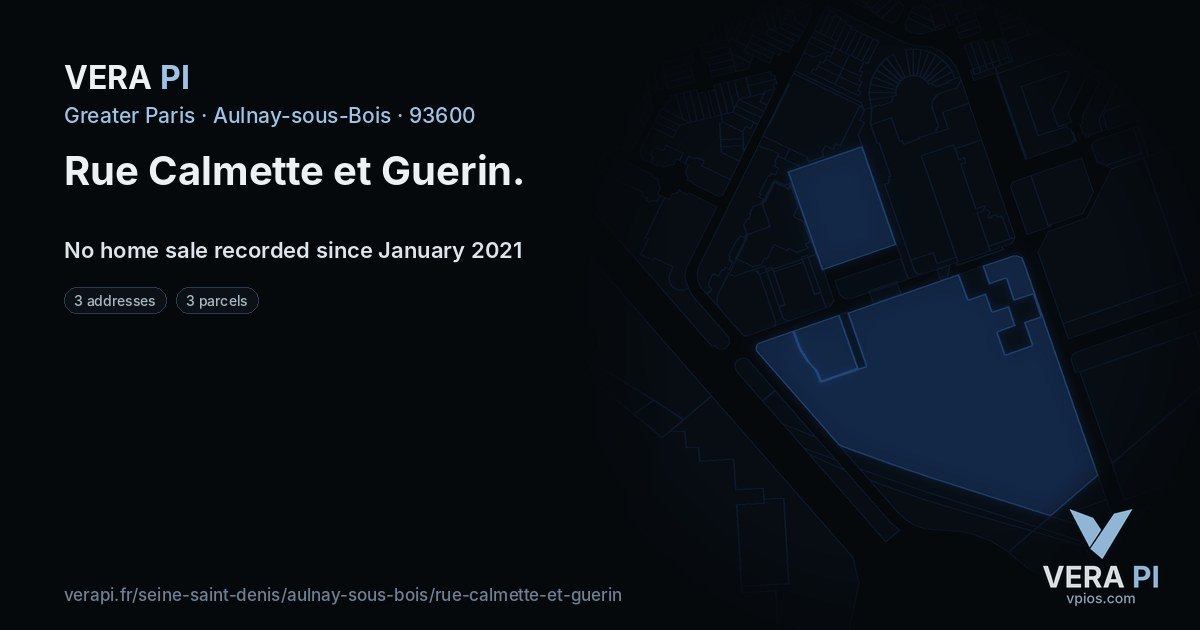 Rue Calmette et Guerin, Aulnay-sous-Bois at night – every parcel coloured by the prices around it, the street's own parcels lit