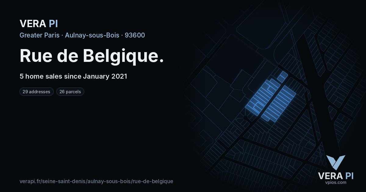Rue de Belgique, Aulnay-sous-Bois at night – every parcel coloured by the prices around it, the street's own parcels lit