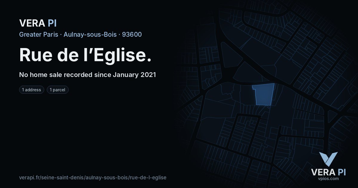 Rue de l’Eglise, Aulnay-sous-Bois at night – every parcel coloured by the prices around it, the street's own parcels lit