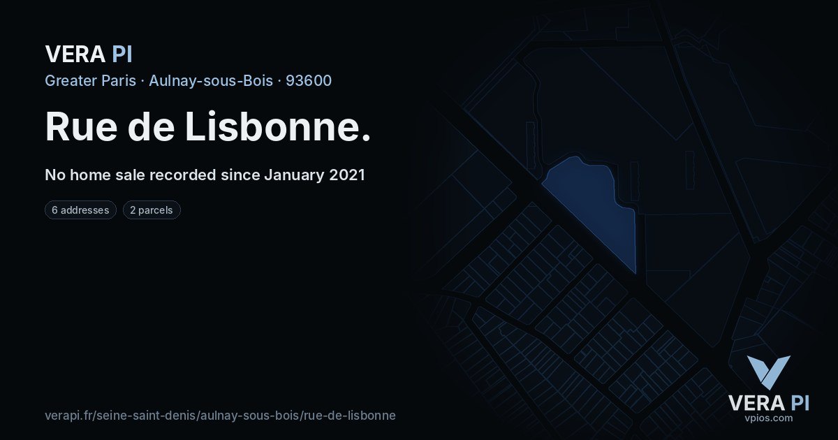 Rue de Lisbonne, Aulnay-sous-Bois at night – every parcel coloured by the prices around it, the street's own parcels lit