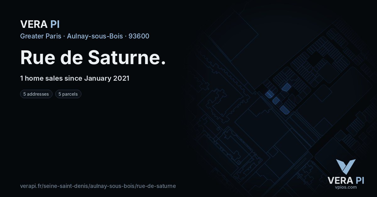 Rue de Saturne, Aulnay-sous-Bois at night – every parcel coloured by the prices around it, the street's own parcels lit