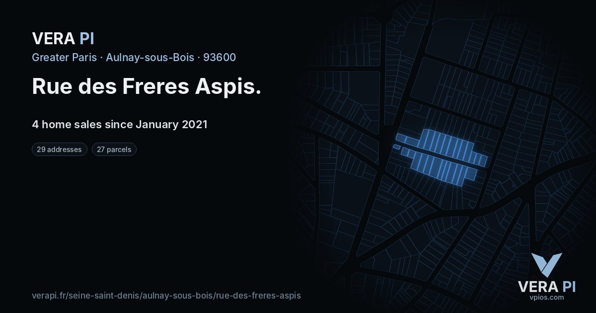 Rue des Freres Aspis, Aulnay-sous-Bois at night – every parcel coloured by the prices around it, the street's own parcels lit