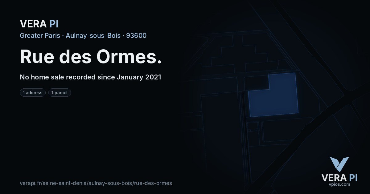 Rue des Ormes, Aulnay-sous-Bois at night – every parcel coloured by the prices around it, the street's own parcels lit