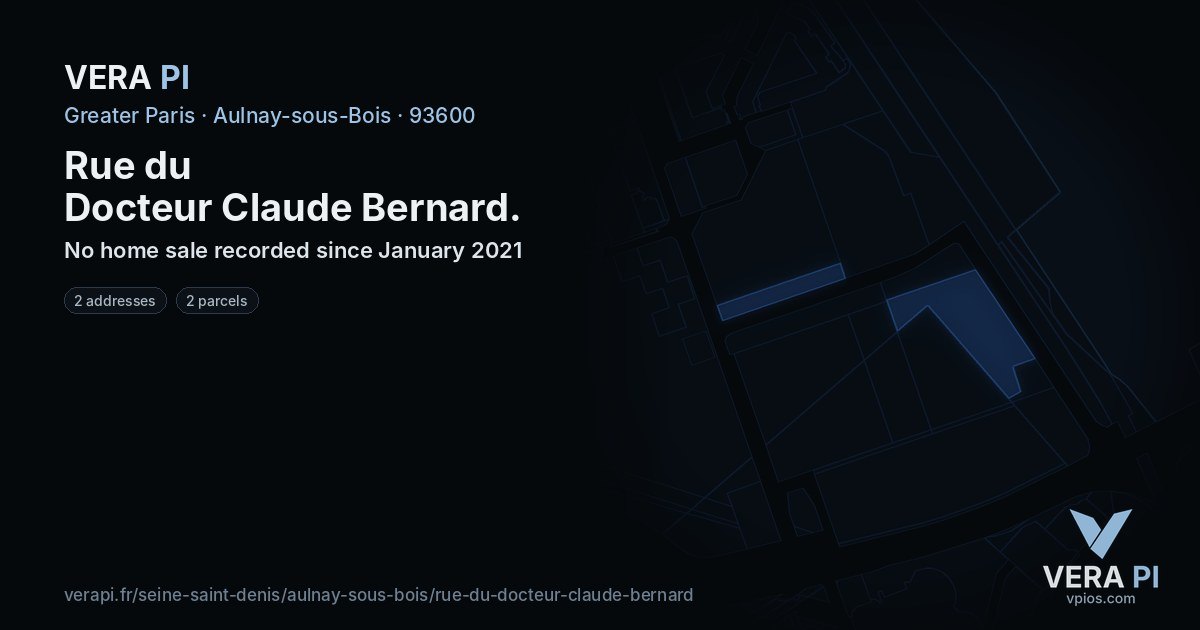 Rue du Docteur Claude Bernard, Aulnay-sous-Bois at night – every parcel coloured by the prices around it, the street's own parcels lit