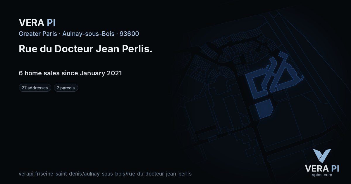 Rue du Docteur Jean Perlis, Aulnay-sous-Bois at night – every parcel coloured by the prices around it, the street's own parcels lit