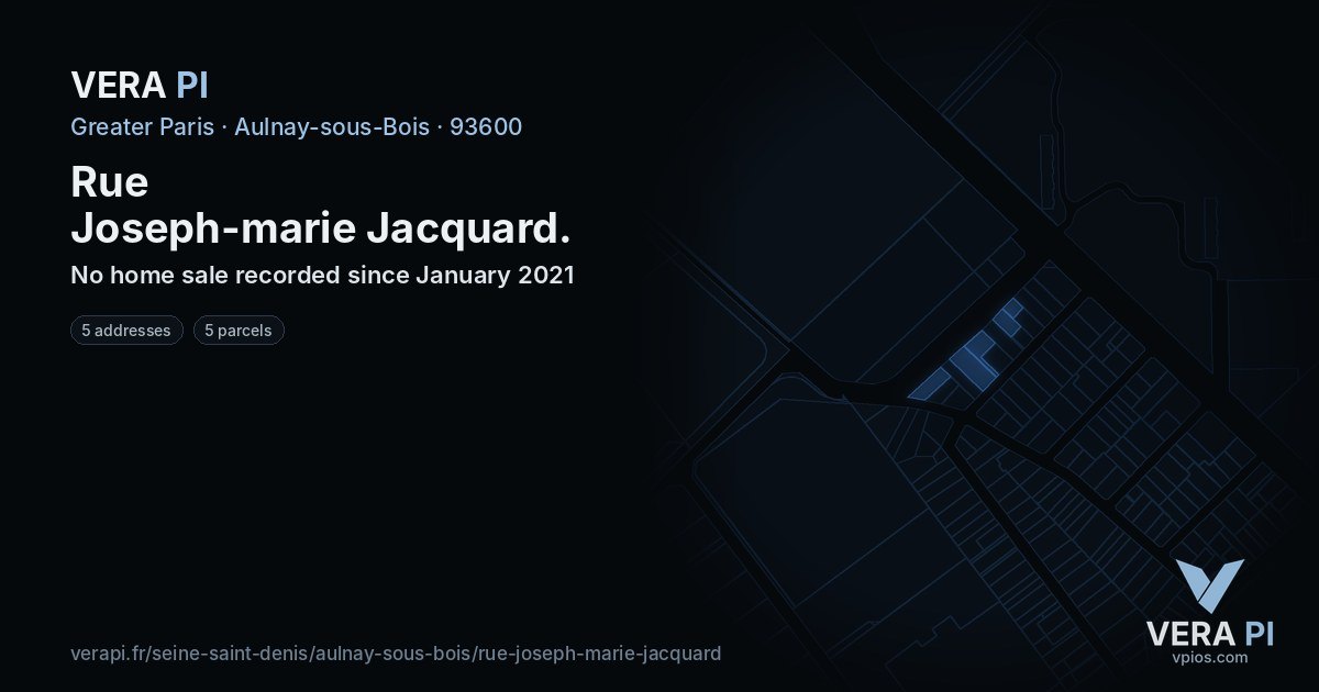 Rue Joseph-marie Jacquard, Aulnay-sous-Bois at night – every parcel coloured by the prices around it, the street's own parcels lit