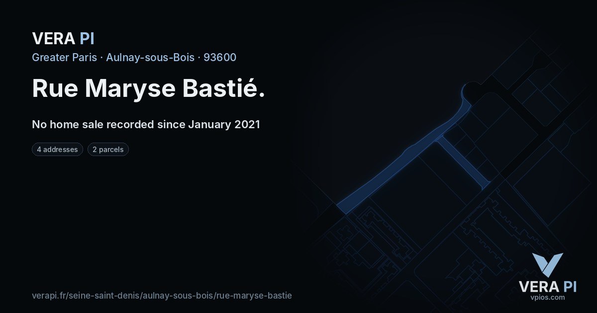 Rue Maryse Bastié, Aulnay-sous-Bois at night – every parcel coloured by the prices around it, the street's own parcels lit