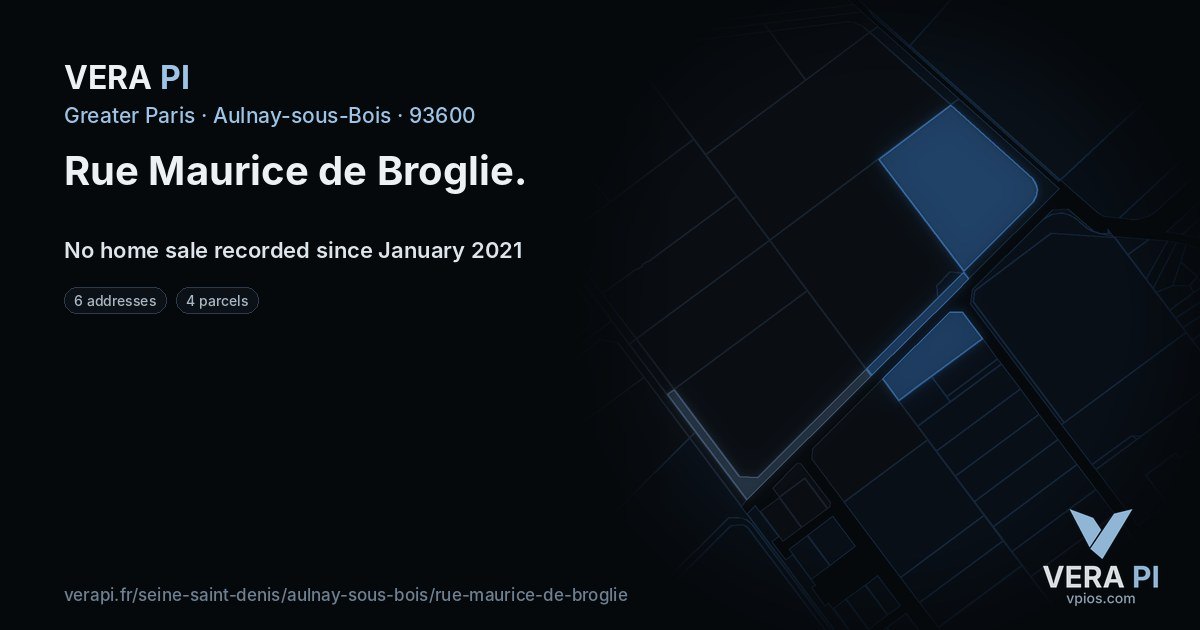 Rue Maurice de Broglie, Aulnay-sous-Bois at night – every parcel coloured by the prices around it, the street's own parcels lit