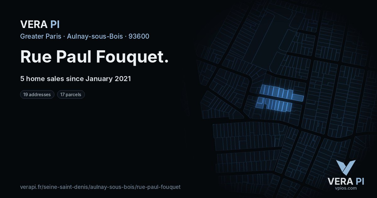 Rue Paul Fouquet, Aulnay-sous-Bois at night – every parcel coloured by the prices around it, the street's own parcels lit