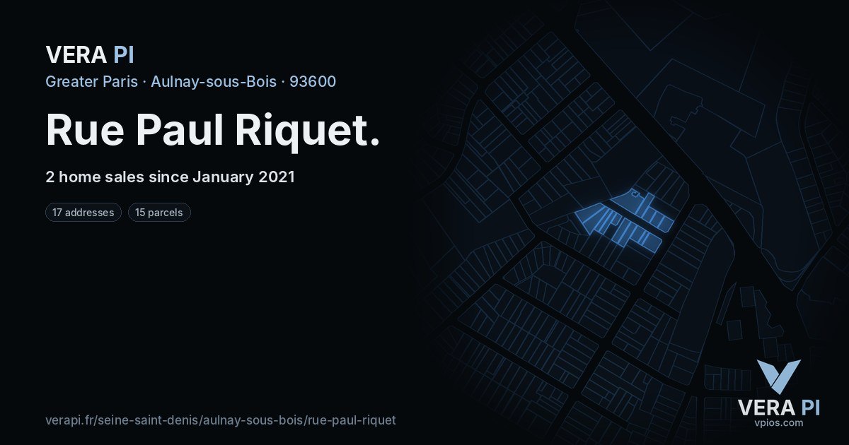 Rue Paul Riquet, Aulnay-sous-Bois at night – every parcel coloured by the prices around it, the street's own parcels lit