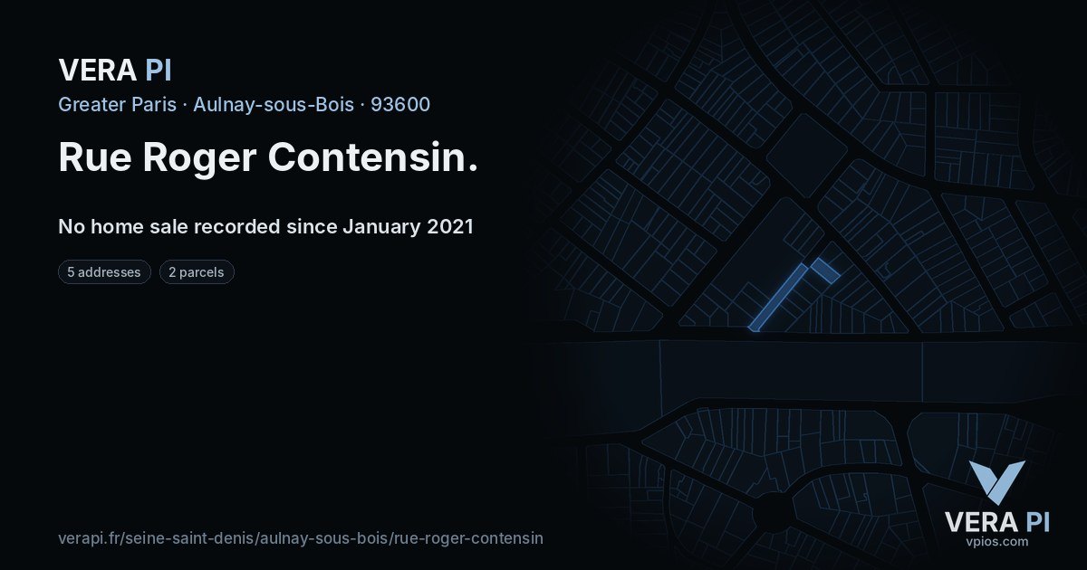 Rue Roger Contensin, Aulnay-sous-Bois at night – every parcel coloured by the prices around it, the street's own parcels lit