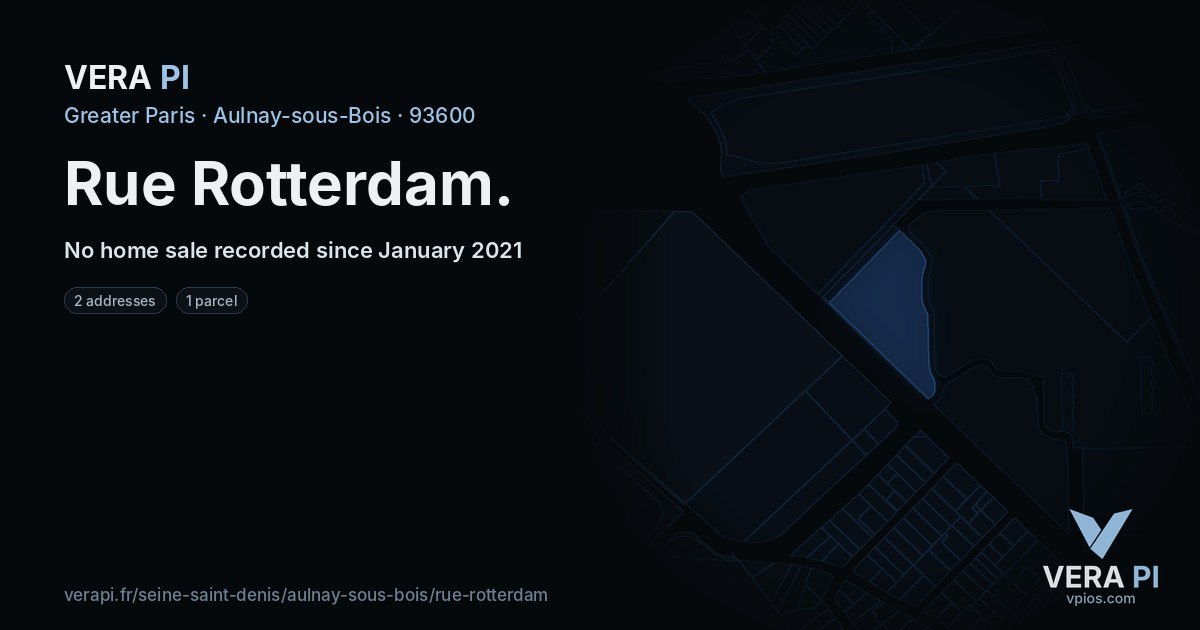 Rue Rotterdam, Aulnay-sous-Bois at night – every parcel coloured by the prices around it, the street's own parcels lit