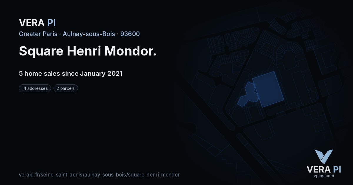 Square Henri Mondor, Aulnay-sous-Bois at night – every parcel coloured by the prices around it, the street's own parcels lit