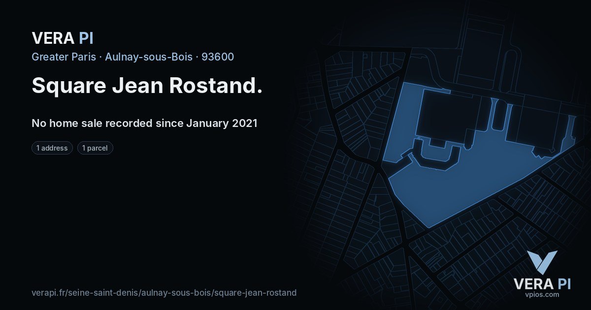 Square Jean Rostand, Aulnay-sous-Bois at night – every parcel coloured by the prices around it, the street's own parcels lit