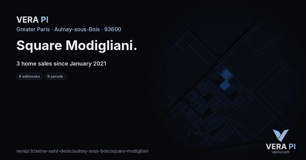 Square Modigliani, Aulnay-sous-Bois at night – every parcel coloured by the prices around it, the street's own parcels lit