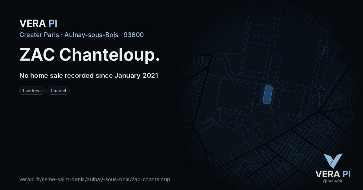 ZAC Chanteloup, Aulnay-sous-Bois at night – every parcel coloured by the prices around it, the street's own parcels lit