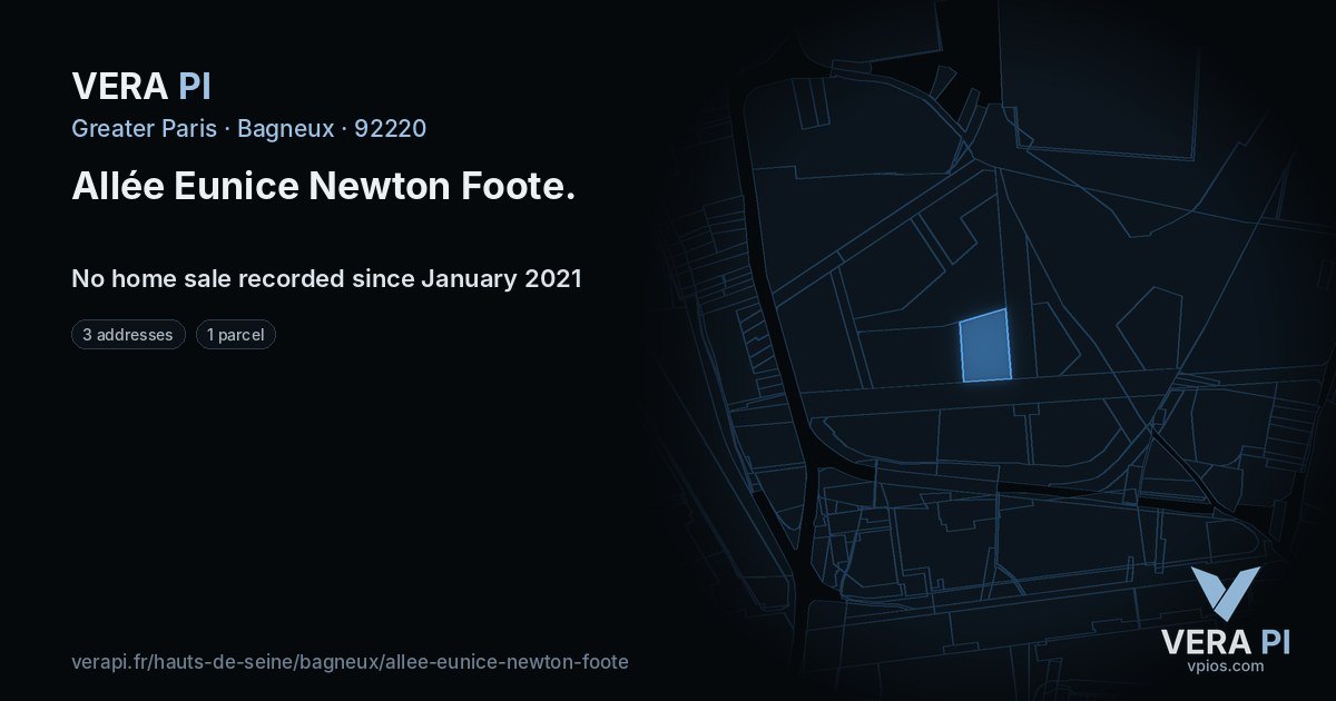 Allée Eunice Newton Foote, Bagneux at night – every parcel coloured by the prices around it, the street's own parcels lit