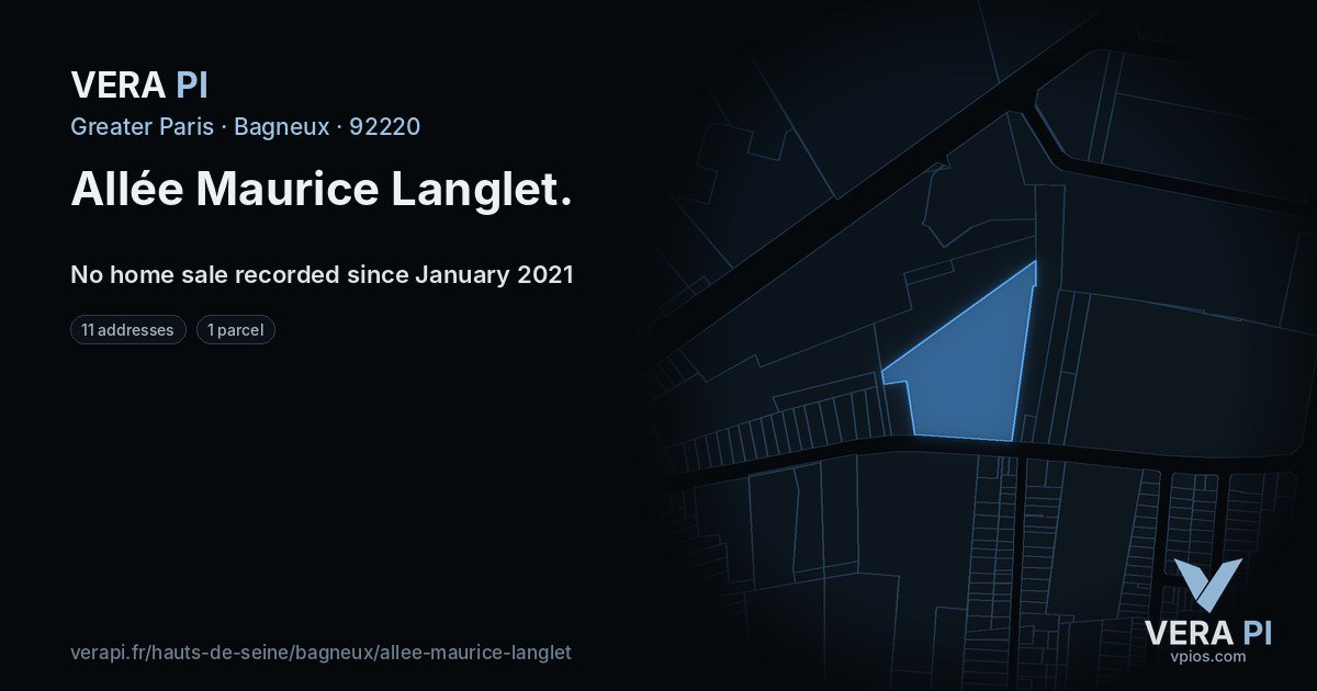 Allée Maurice Langlet, Bagneux at night – every parcel coloured by the prices around it, the street's own parcels lit