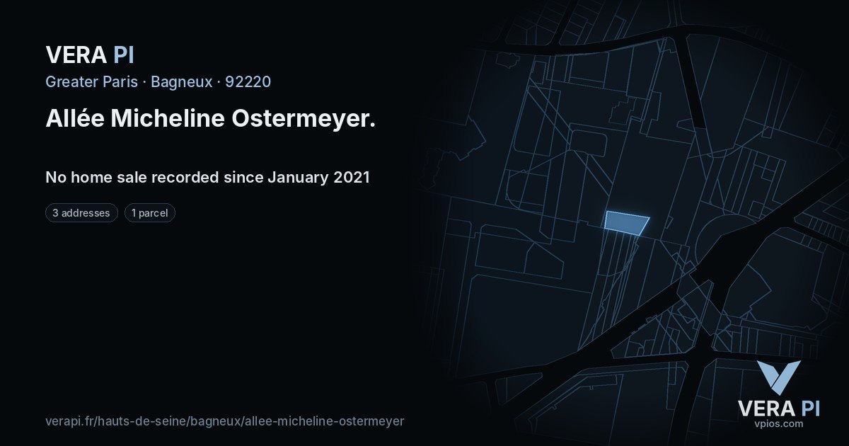 Allée Micheline Ostermeyer, Bagneux at night – every parcel coloured by the prices around it, the street's own parcels lit
