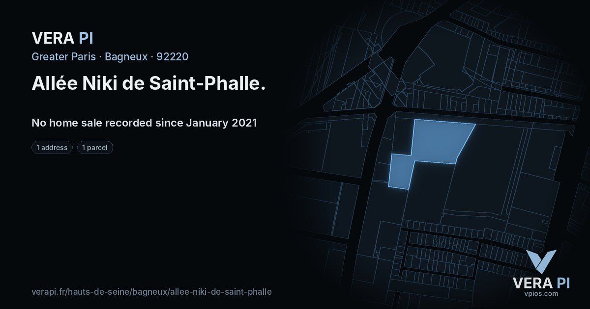 Allée Niki de Saint-Phalle, Bagneux at night – every parcel coloured by the prices around it, the street's own parcels lit