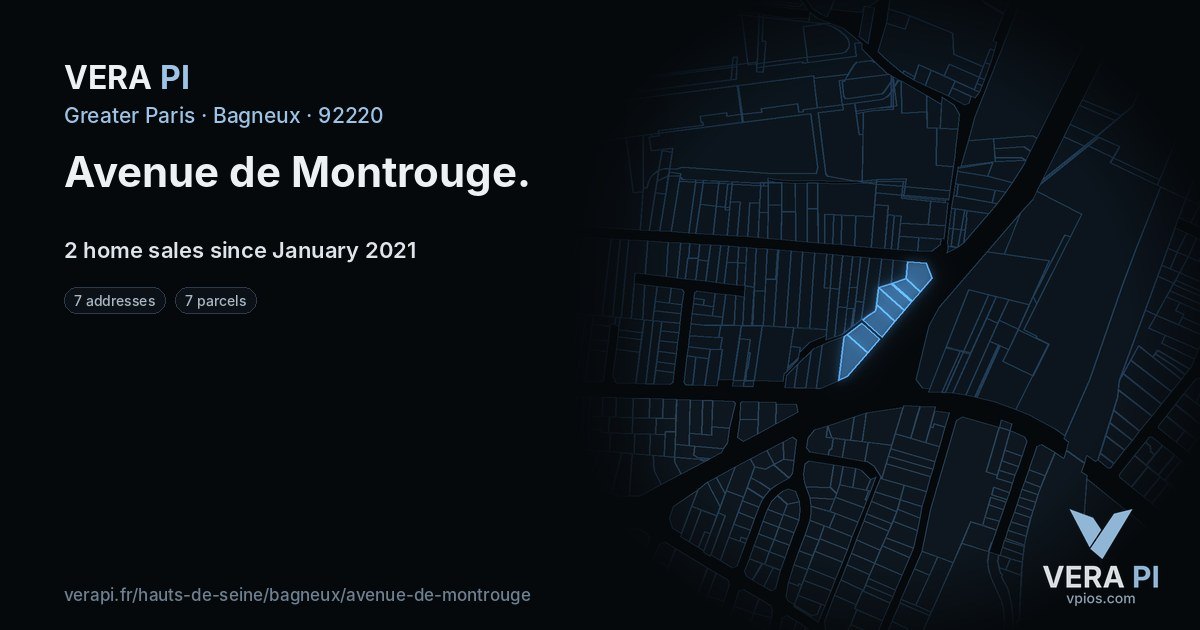 Avenue de Montrouge, Bagneux at night – every parcel coloured by the prices around it, the street's own parcels lit