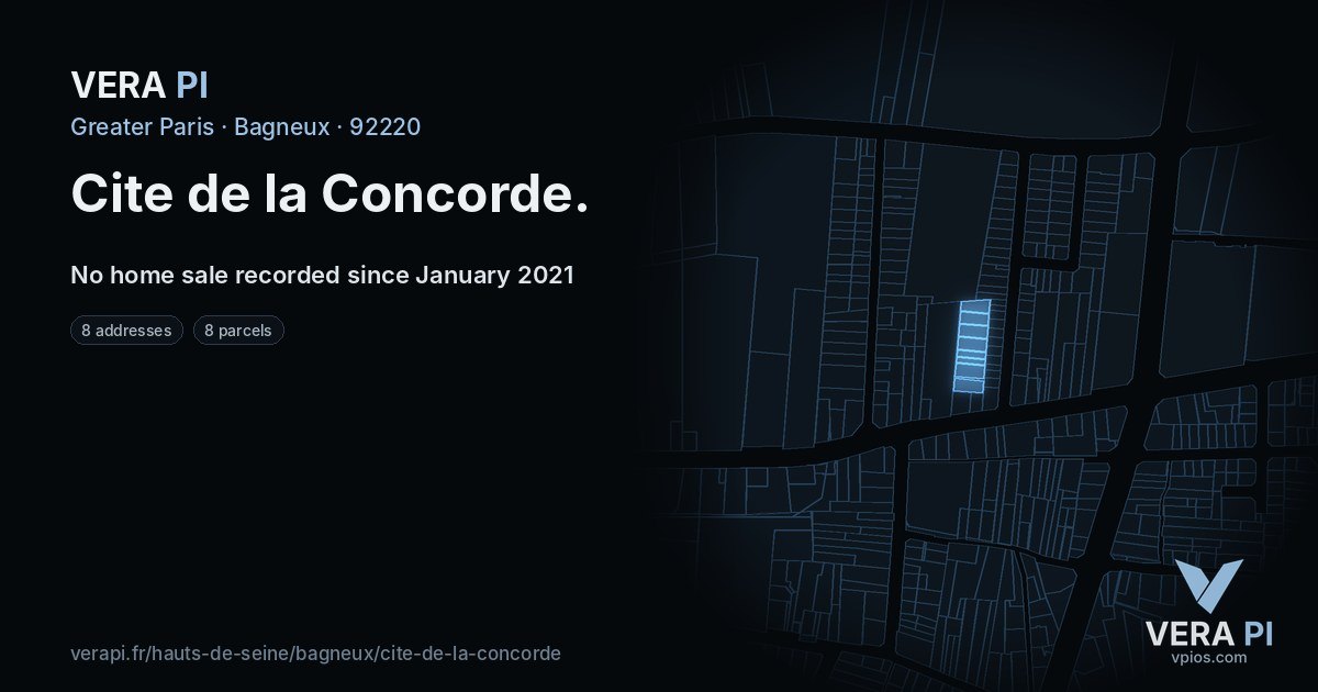 Cite de la Concorde, Bagneux at night – every parcel coloured by the prices around it, the street's own parcels lit