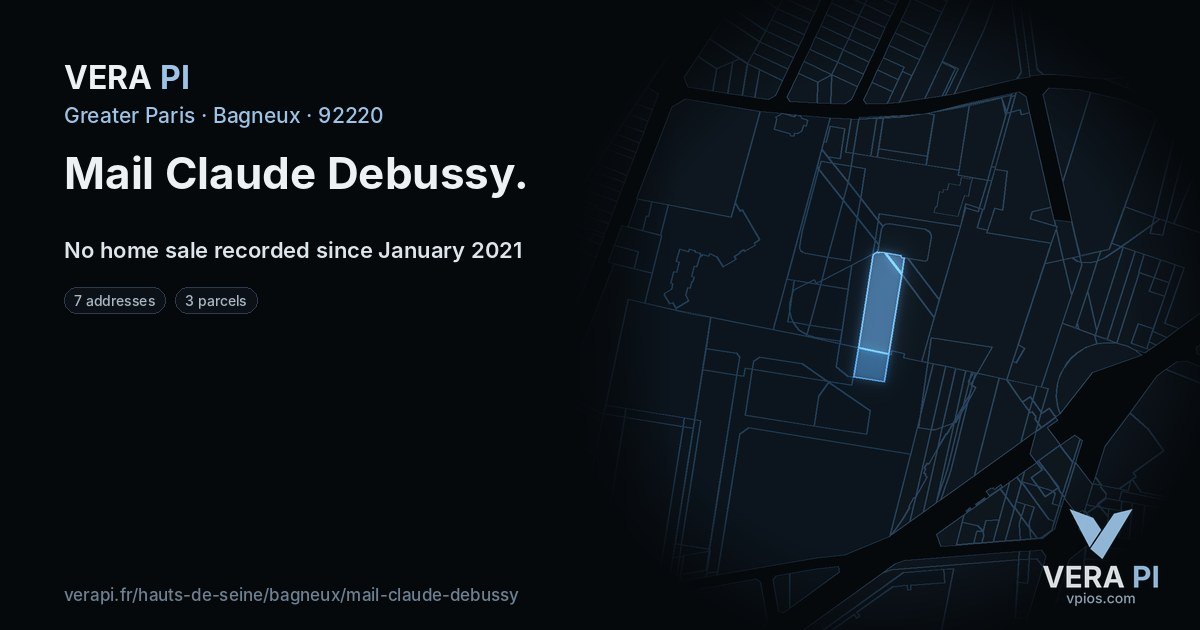 Mail Claude Debussy, Bagneux at night – every parcel coloured by the prices around it, the street's own parcels lit