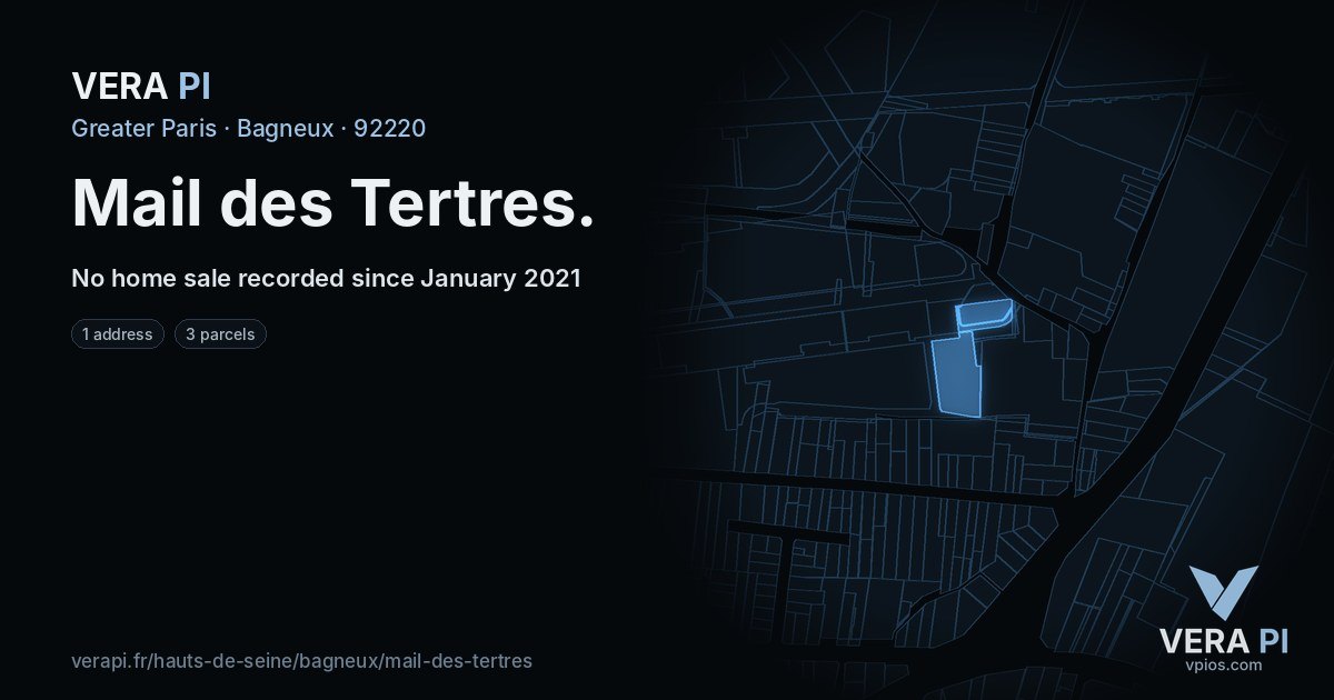 Mail des Tertres, Bagneux at night – every parcel coloured by the prices around it, the street's own parcels lit