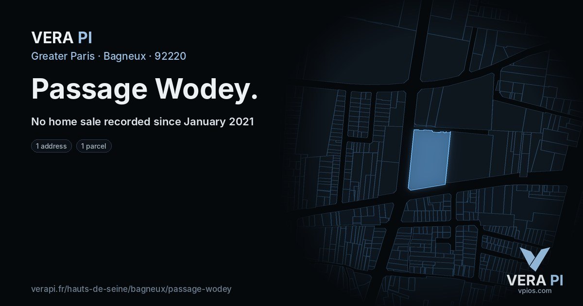 Passage Wodey, Bagneux at night – every parcel coloured by the prices around it, the street's own parcels lit