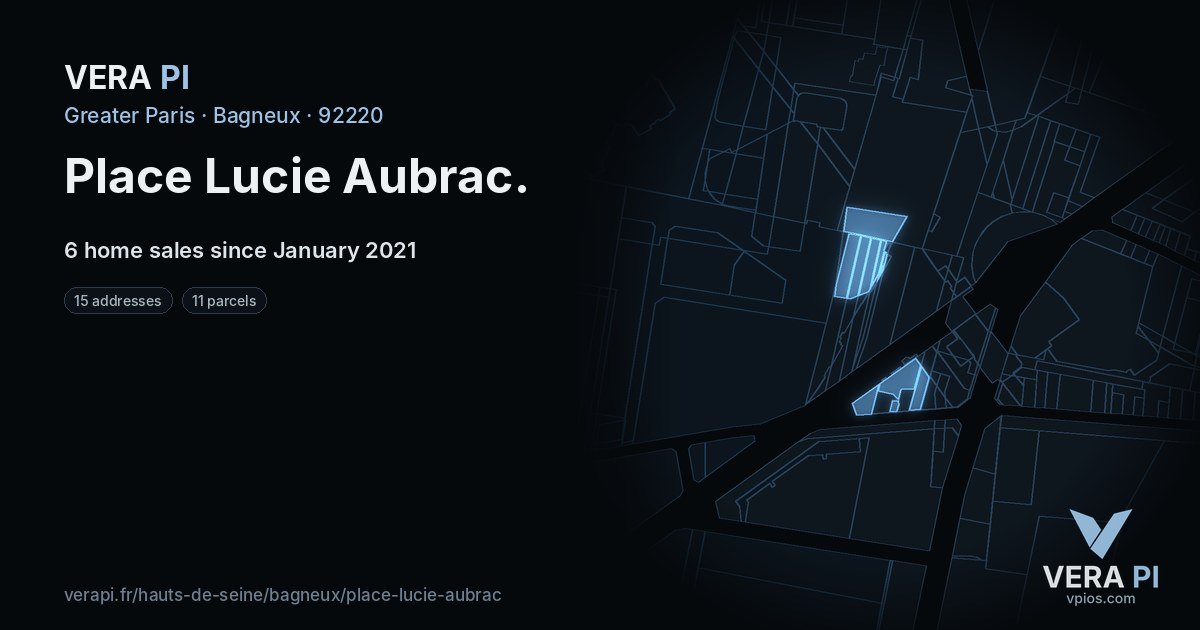 Place Lucie Aubrac, Bagneux at night – every parcel coloured by the prices around it, the street's own parcels lit