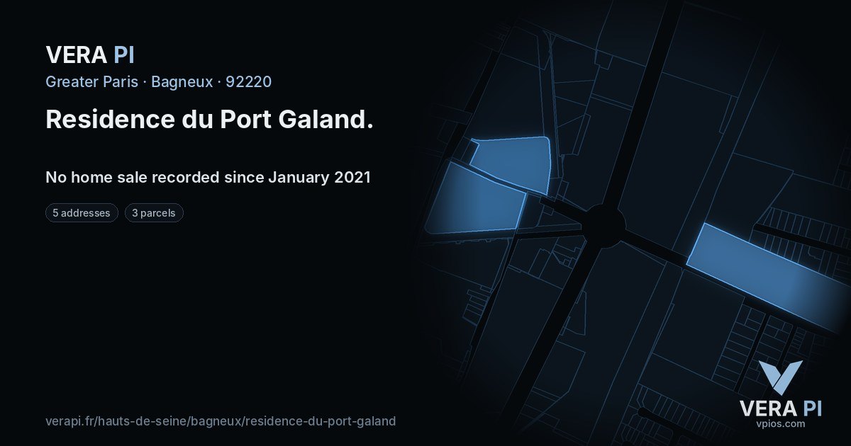 Residence du Port Galand, Bagneux at night – every parcel coloured by the prices around it, the street's own parcels lit
