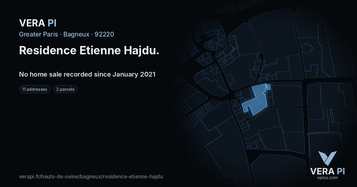 Residence Etienne Hajdu, Bagneux at night – every parcel coloured by the prices around it, the street's own parcels lit