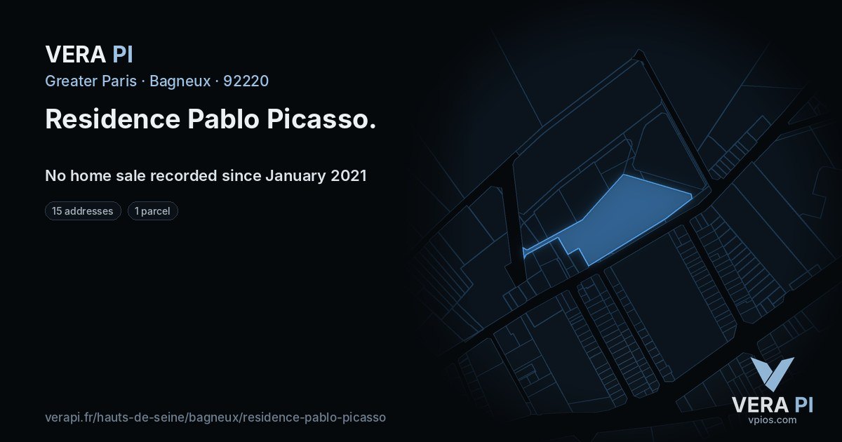 Residence Pablo Picasso, Bagneux at night – every parcel coloured by the prices around it, the street's own parcels lit