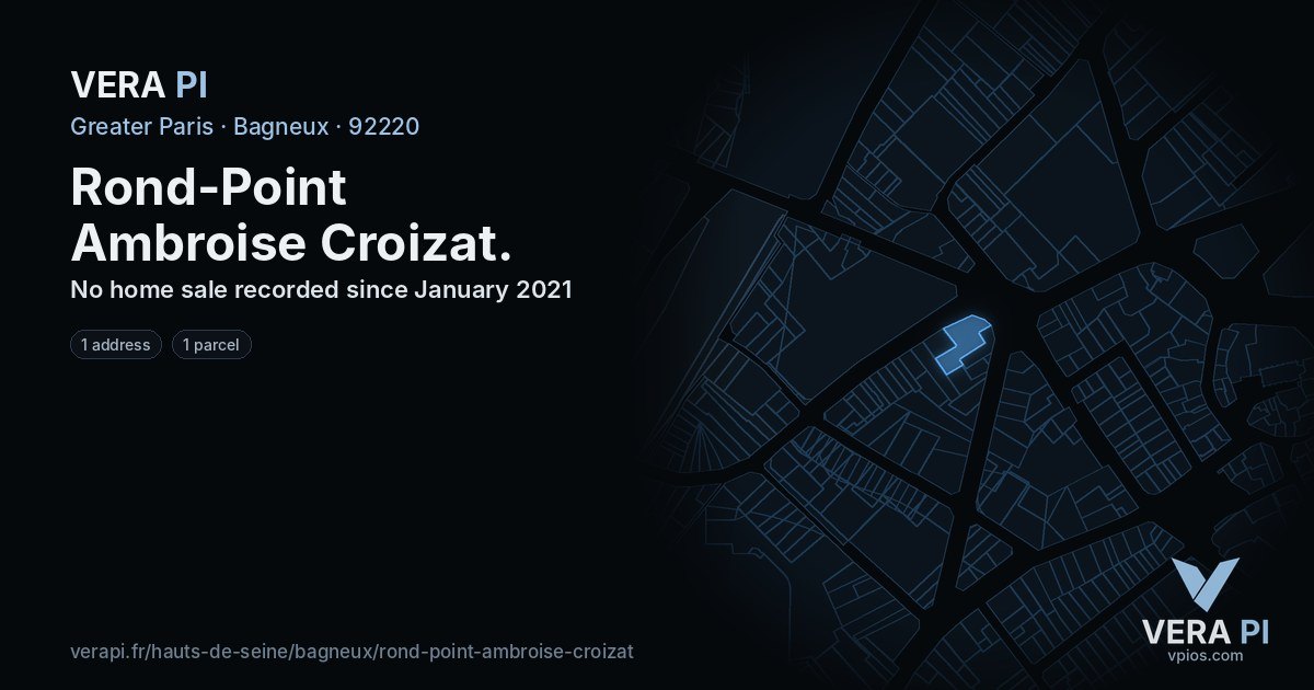Rond-Point Ambroise Croizat, Bagneux at night – every parcel coloured by the prices around it, the street's own parcels lit