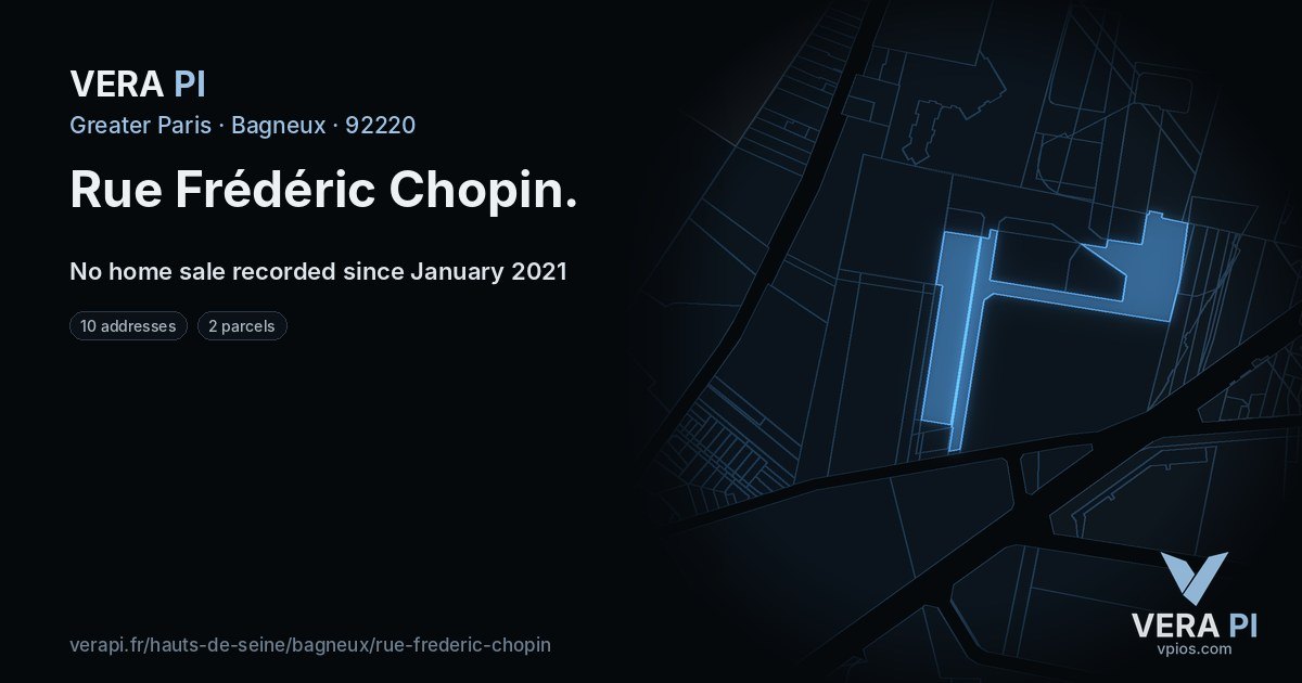 Rue Frédéric Chopin, Bagneux at night – every parcel coloured by the prices around it, the street's own parcels lit
