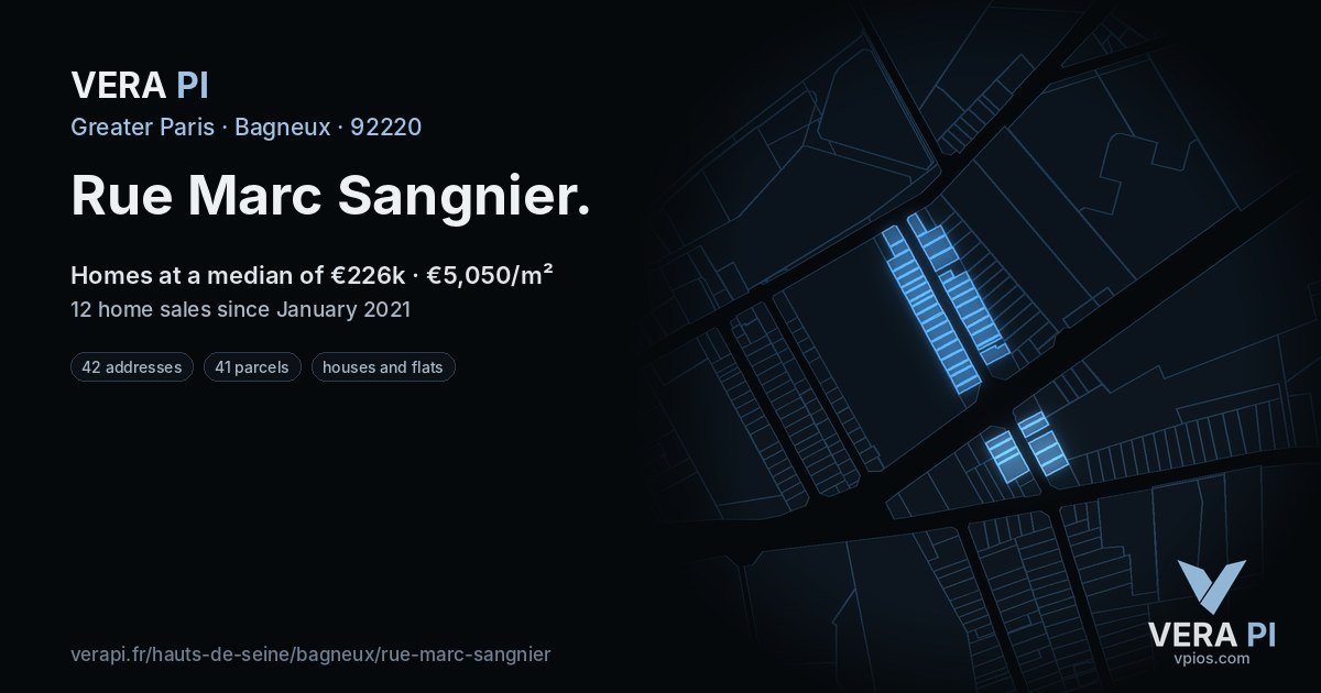 Rue Marc Sangnier, Bagneux at night – every parcel coloured by the prices around it, the street's own parcels lit