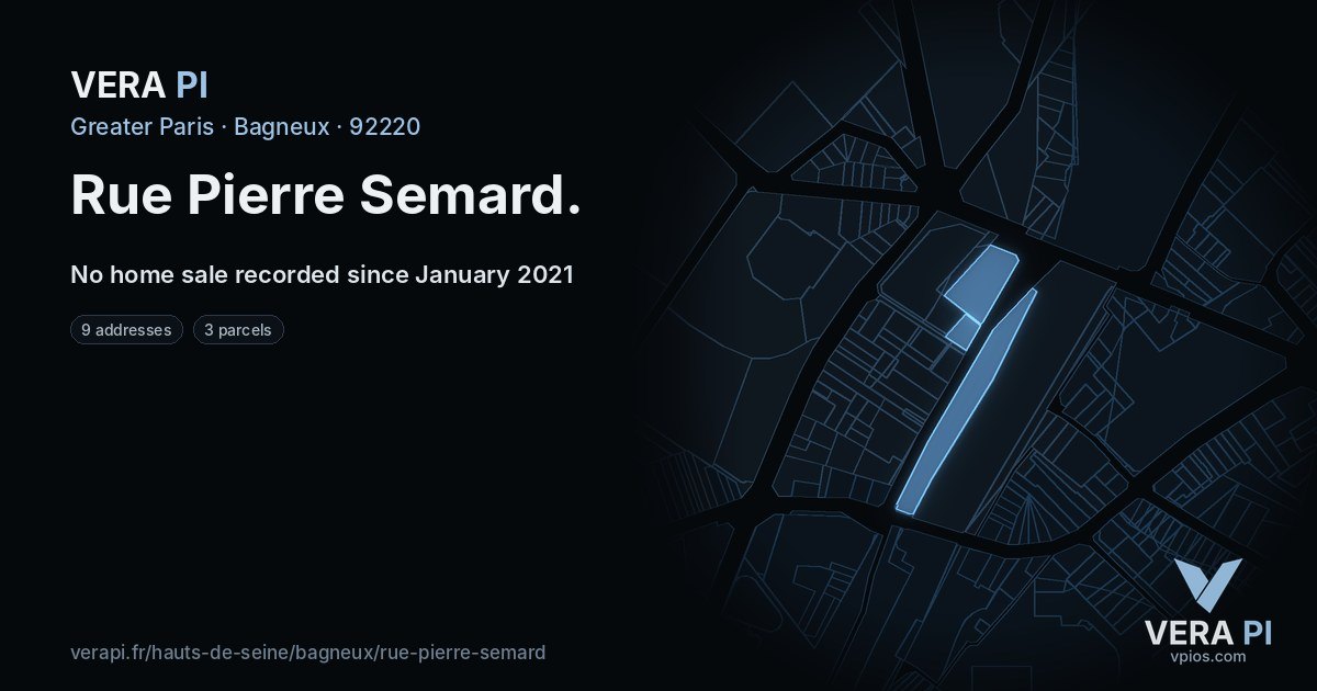Rue Pierre Semard, Bagneux at night – every parcel coloured by the prices around it, the street's own parcels lit