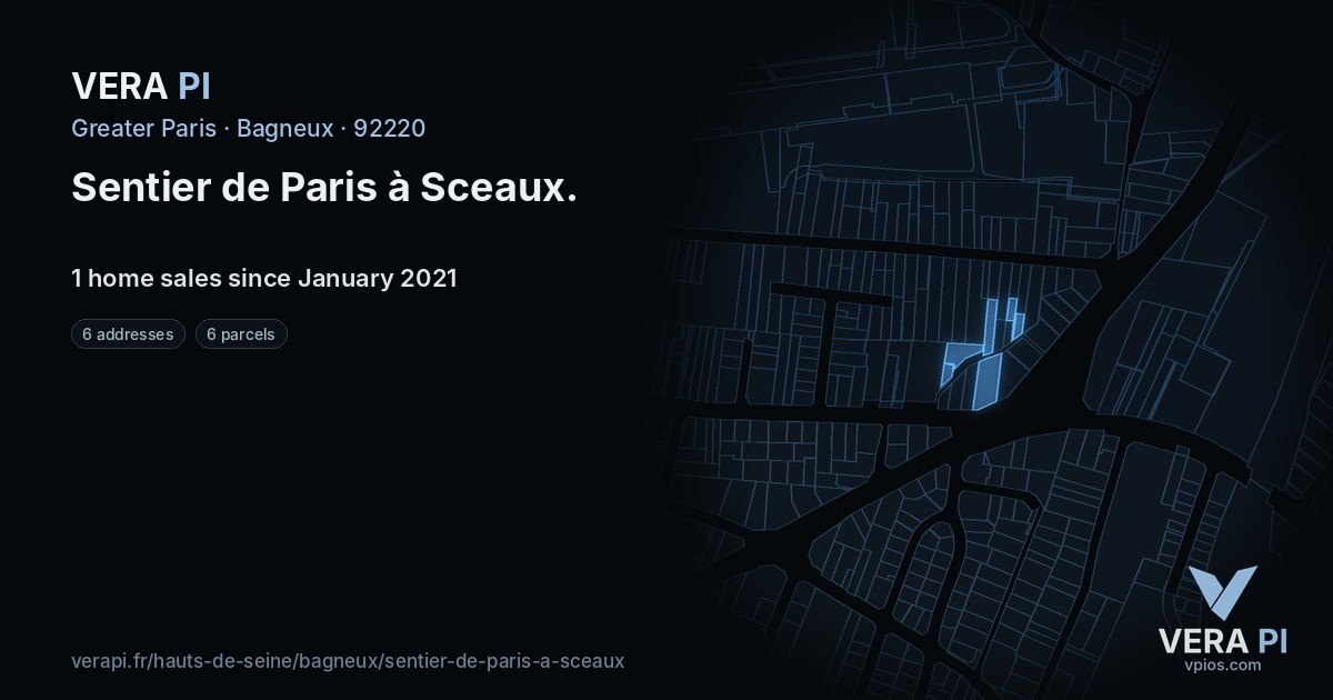 Sentier de Paris à Sceaux, Bagneux at night – every parcel coloured by the prices around it, the street's own parcels lit